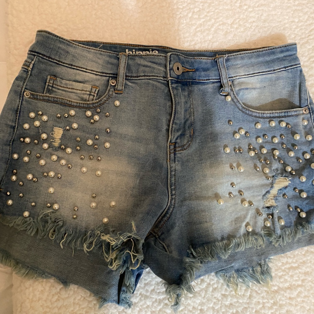 Studded Denim Shorts